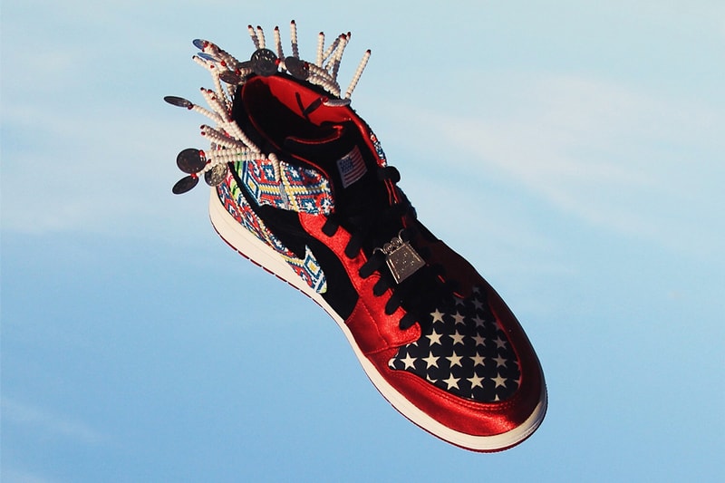Ting Meister Designs Custom Hmong Air Jordan 1 Hmong American Festival in May 2018 Minneapolis china chines sneakers kicks shoes red black beads