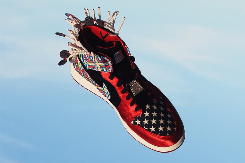 Ting Meister Designs Custom Hmong Air Jordan 1 Hmong American Festival in May 2018 Minneapolis china chines sneakers kicks shoes red black beads