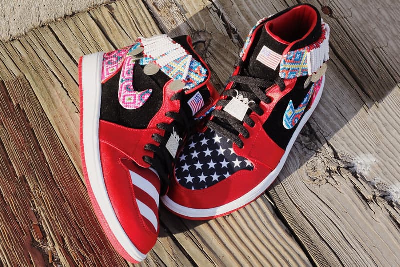 Ting Meister Designs Custom Hmong Air Jordan 1 Hmong American Festival in May 2018 Minneapolis china chines sneakers kicks shoes red black beads
