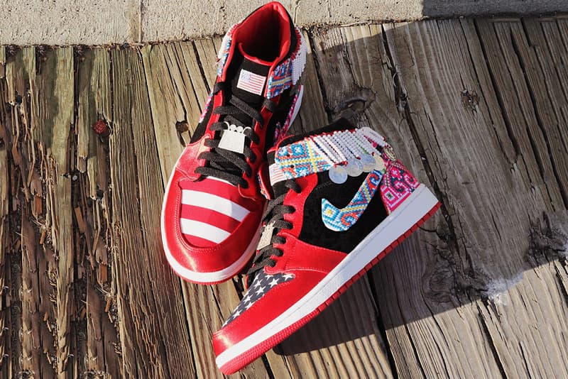 Ting Meister Designs Custom Hmong Air Jordan 1 Hmong American Festival in May 2018 Minneapolis china chines sneakers kicks shoes red black beads