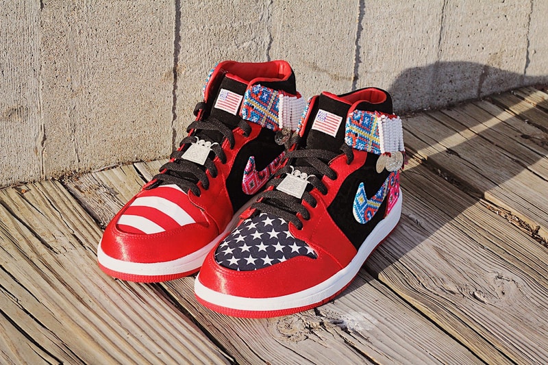 Ting Meister Designs Custom Hmong Air Jordan 1 Hmong American Festival in May 2018 Minneapolis china chines sneakers kicks shoes red black beads