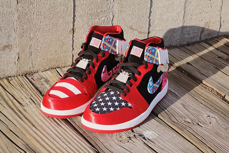 Ting Meister Designs Custom Hmong Air Jordan 1 Hmong American Festival in May 2018 Minneapolis china chines sneakers kicks shoes red black beads