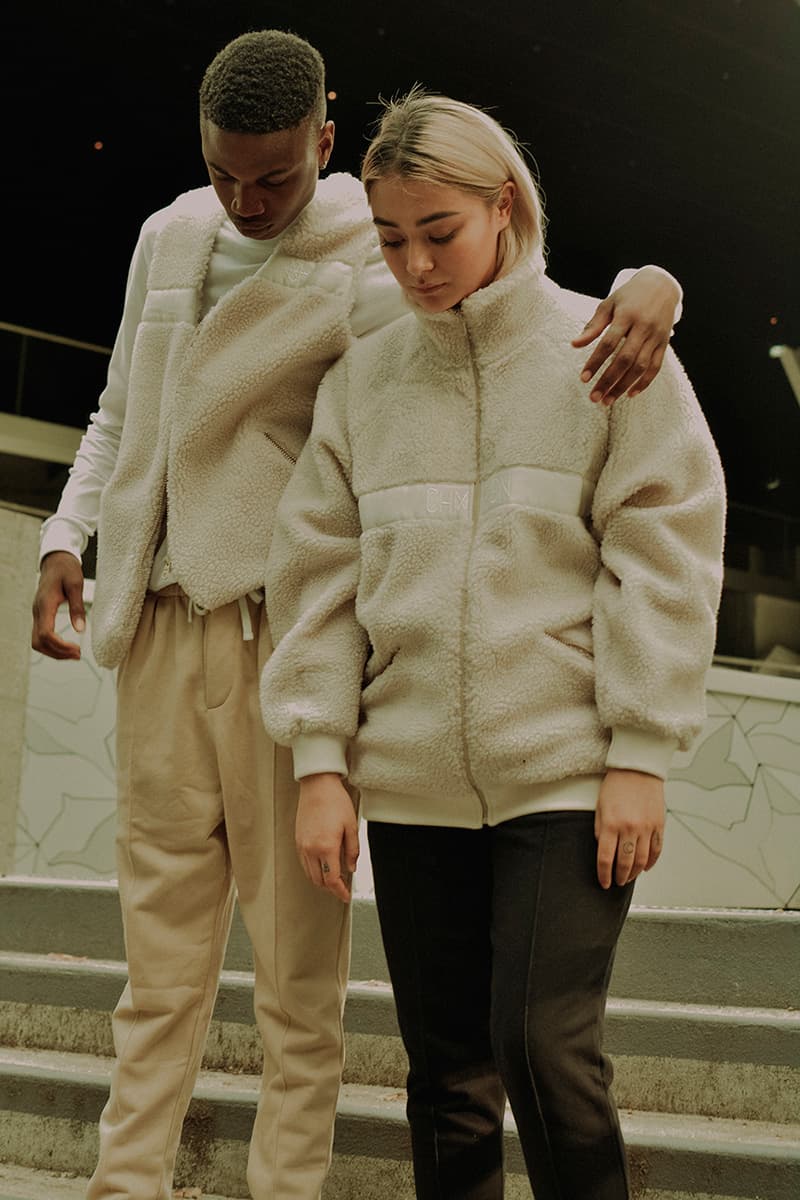 fall winter 2017 fashion lookbooks lookbook french CHMPGN jacket fleece shearling warm cropped pants turtleneck converses