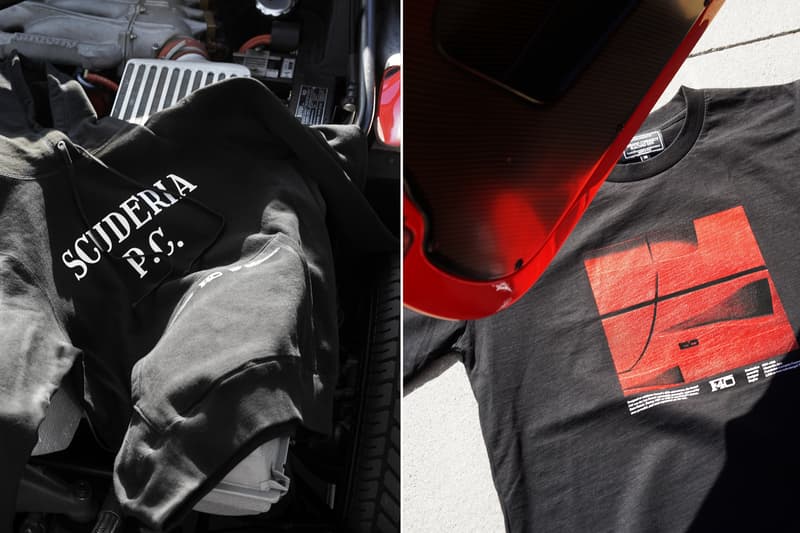 Period Correct Drops Ferrari Maranello Capsule Collection F40 F458 Ferrari Enzo Atelier Boutique Holiday gift guide menswear mens shirts t-shirts pullover fleece hoodie scuderia laferrari formula 1