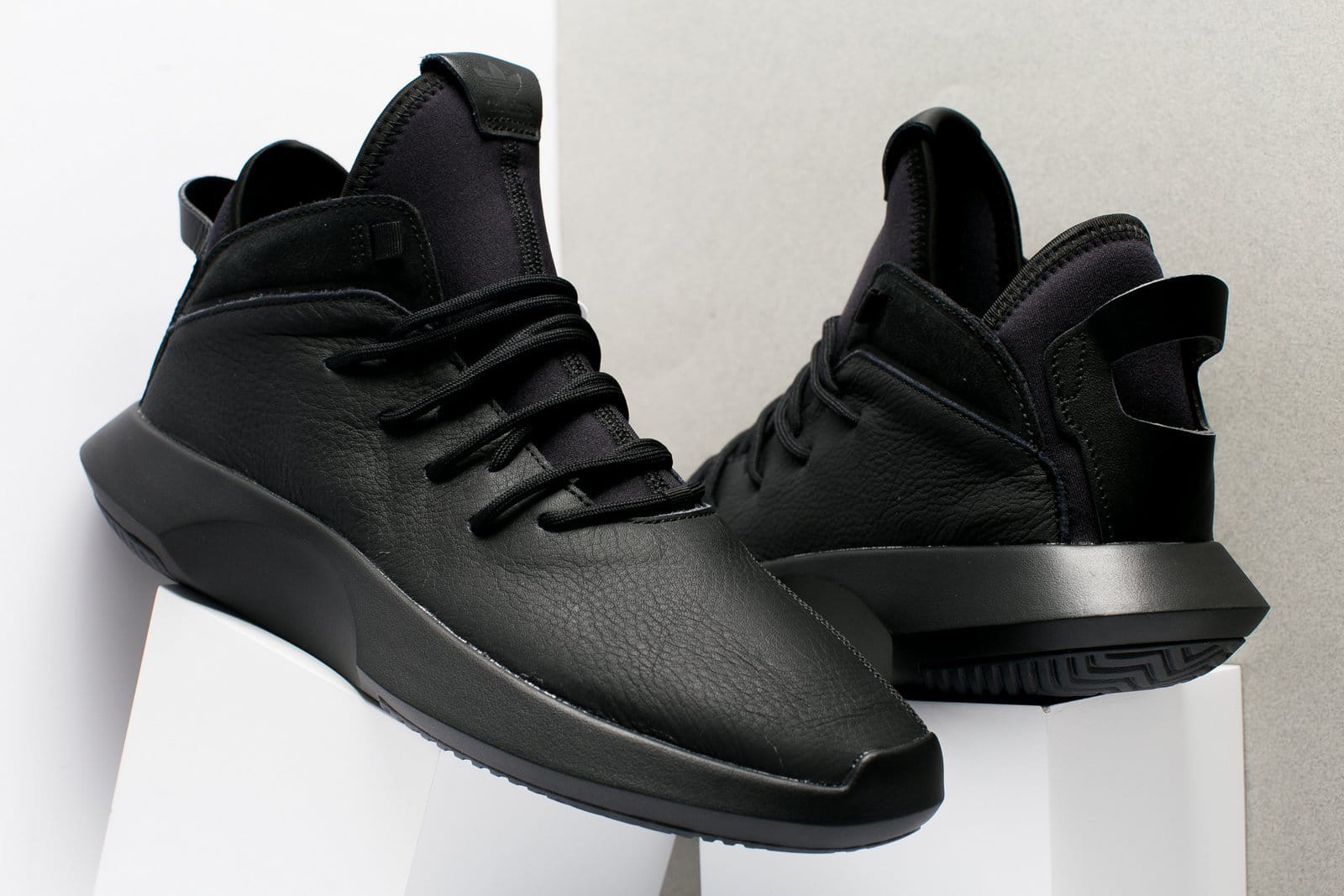 adidas all black leather shoes