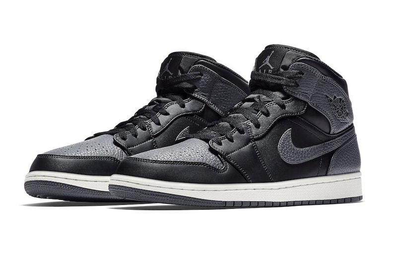 Air Jordan 1 Mid Dark Grey black tumbled Leather colorway release date