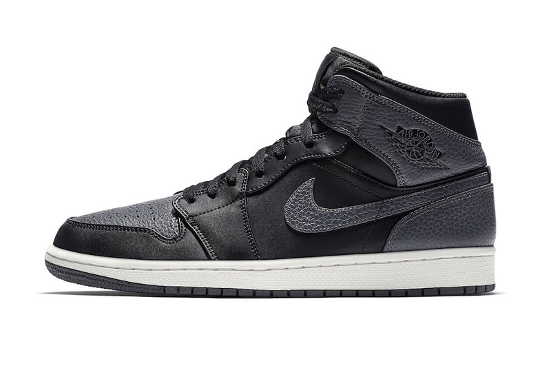 Air Jordan 1 Mid Dark Grey black tumbled Leather colorway release date