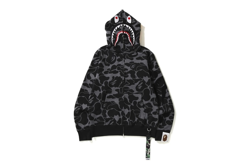 BAPE A Bathing Ape Big ABC Solid Camo Detachable Shark Hoodie Black