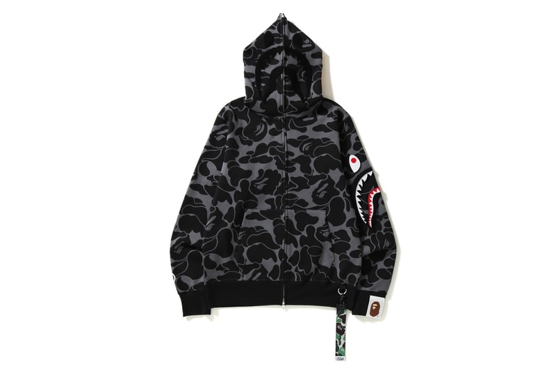 BAPE A Bathing Ape Big ABC Solid Camo Detachable Shark Hoodie Black