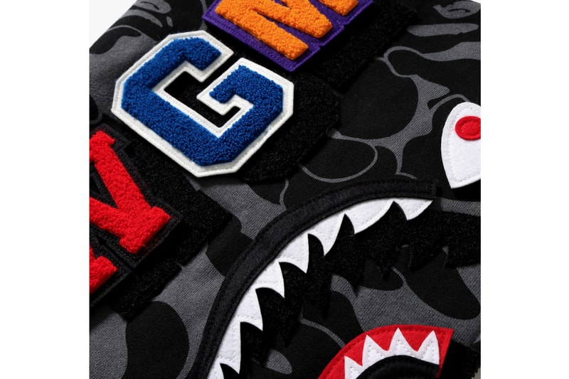 BAPE A Bathing Ape Big ABC Solid Camo Detachable Shark Hoodie Black