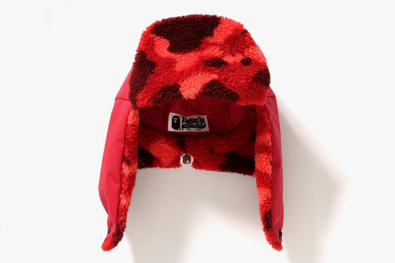 BAPE A Bathing Ape Color Camo boa flight cap red blue hat