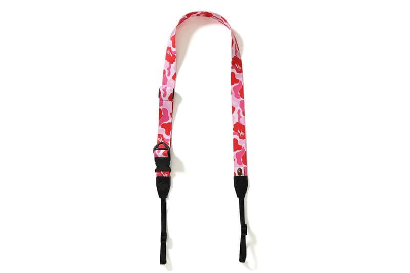 bape abc camera wide strap camo camouflage blue green brown pink red