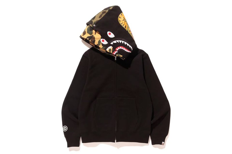 BAPE A Bathing Ape Shark Full Zip Double Hoodie Red Navy Black