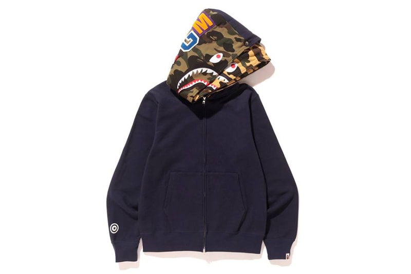 BAPE A Bathing Ape Shark Full Zip Double Hoodie Red Navy Black