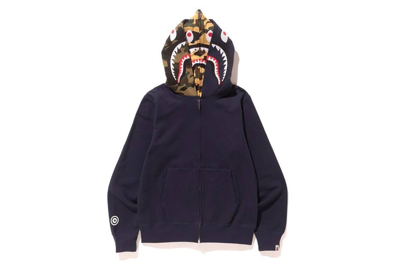 BAPE A Bathing Ape Shark Full Zip Double Hoodie Red Navy Black