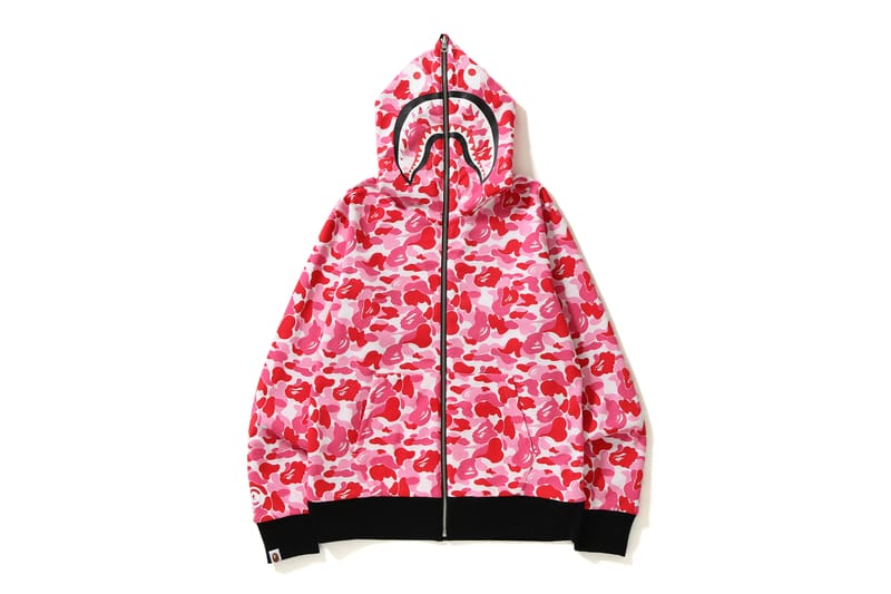 bape abc shark full zip hoodie pink