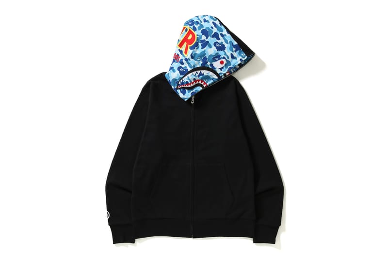 bape abc shark full zip hoodie blue