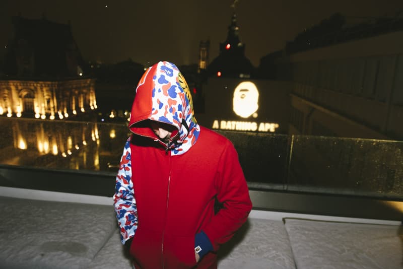 BAPE Store Paris Opening Recap 2017 December Party Kekra Hamza Baby Milo Tricolor Camo APE Head Champagne
