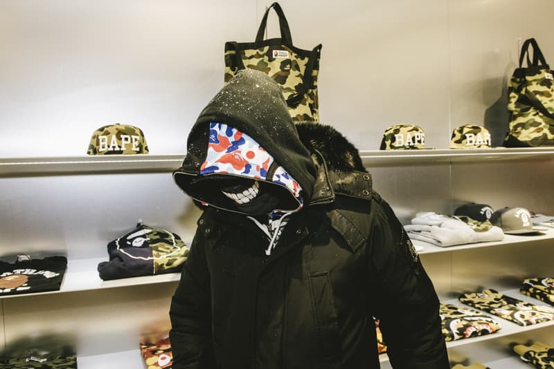 BAPE Store Paris Opening Recap 2017 December Party Kekra Hamza Baby Milo Tricolor Camo APE Head Champagne