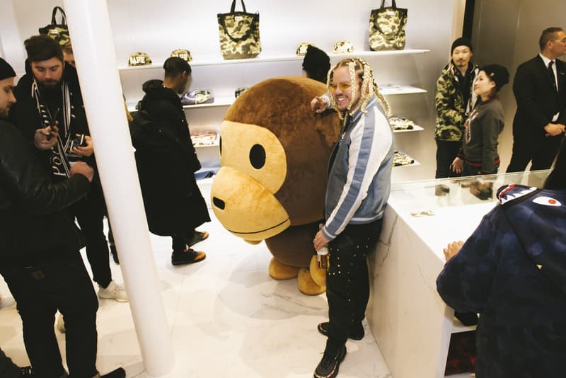 BAPE Store Paris Opening Recap 2017 December Party Kekra Hamza Baby Milo Tricolor Camo APE Head Champagne