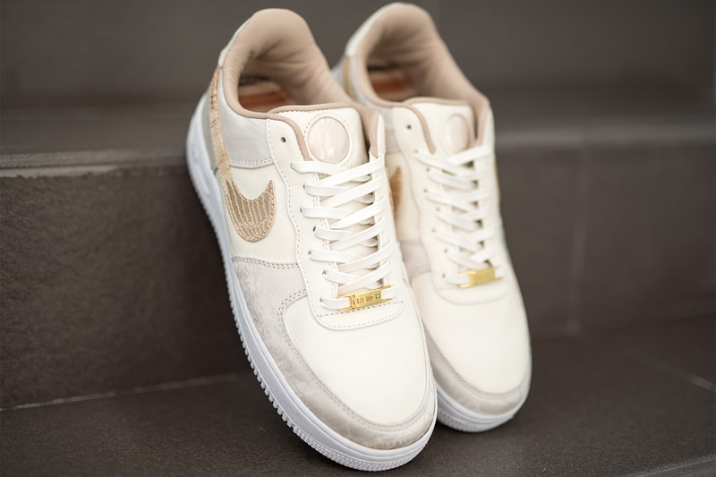 BespokeIND Nike Air Force 1 CIROC French Vanilla French Montana Sneakers Shoes Footwear Custom bespoke Moroccan Djellaba fabric vintage Kimono Obi silk kangaroo suede Japanese yearling vegetan baby calf lambskin deerskin