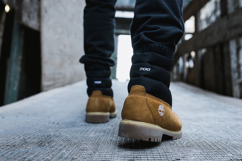 The North Face Timberland 2017 Fall Winter Collaboration Release Drop Nuptse Jacket Nubuck Branding Logos 6 inch boot down puffer black wheat hood removable