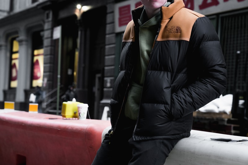 The North Face Timberland 2017 Fall Winter Collaboration Release Drop Nuptse Jacket Nubuck Branding Logos 6 inch boot down puffer black wheat hood removable
