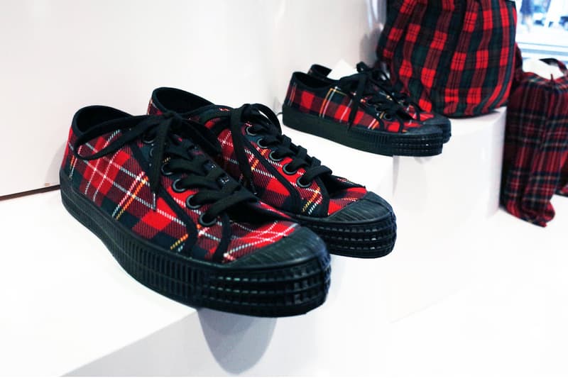 Novesta x COMME des GARÇONS Holiday Installations Continue collaboration retartan tartan re energy Christmas collection 2017 plaid checkered print shoes dress shirt red cheque