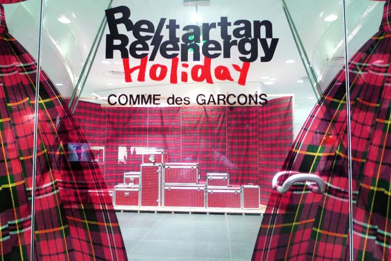 Novesta x COMME des GARÇONS Holiday Installations Continue collaboration retartan tartan re energy Christmas collection 2017 plaid checkered print shoes dress shirt red cheque