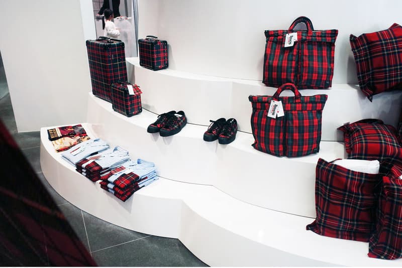 Novesta x COMME des GARÇONS Holiday Installations Continue collaboration retartan tartan re energy Christmas collection 2017 plaid checkered print shoes dress shirt red cheque