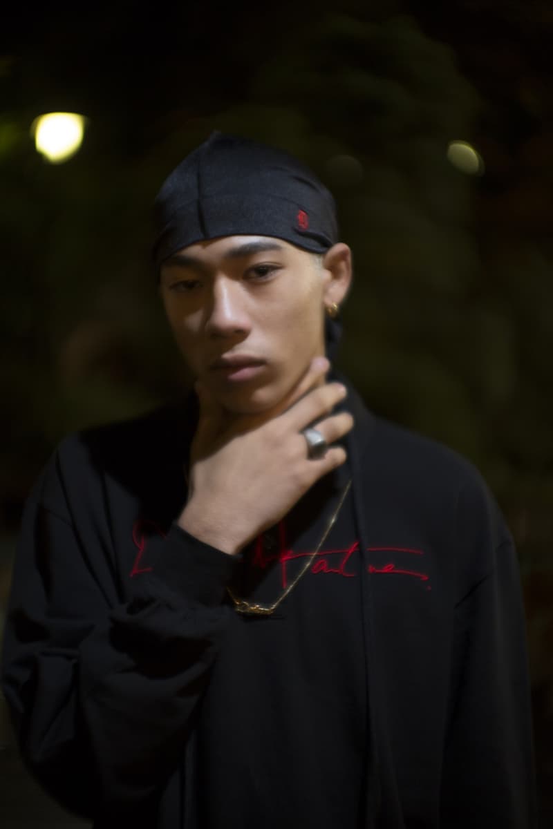 DELAM Spring/Summer 2018 Lookbook japan new york streetwear headwrap du-rag skullcap oni folklore purple pink