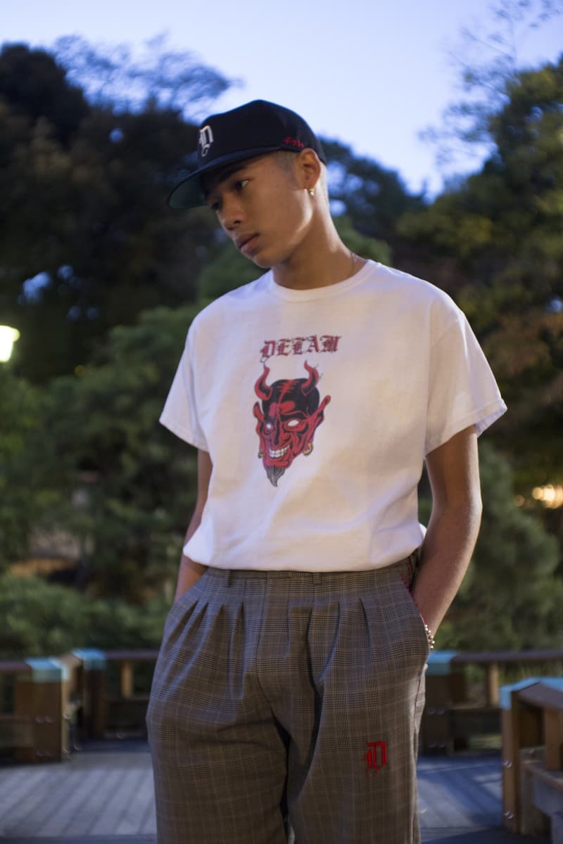 DELAM Spring/Summer 2018 Lookbook japan new york streetwear headwrap du-rag skullcap oni folklore purple pink