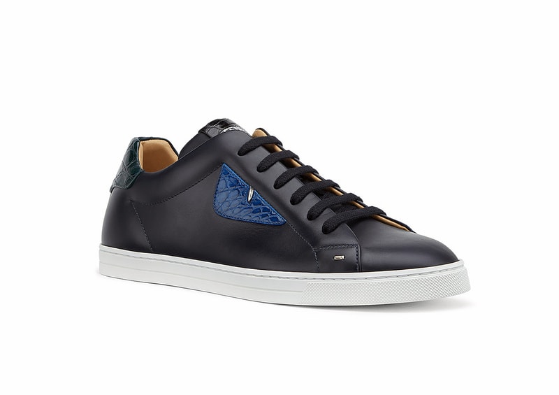 Fendi Calfskin Leather Low-Top Sneakers Black White Croc Skin Mens Shoes Sneakers Luxury Designers White Golf Oxblood Red
