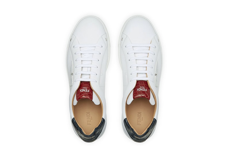 Fendi Calfskin Leather Low-Top Sneakers Black White Croc Skin Mens Shoes Sneakers Luxury Designers White Golf Oxblood Red