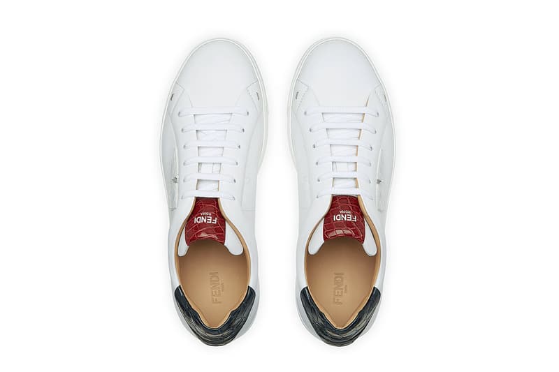 Fendi Calfskin Leather Low-Top Sneakers Black White Croc Skin Mens Shoes Sneakers Luxury Designers White Golf Oxblood Red