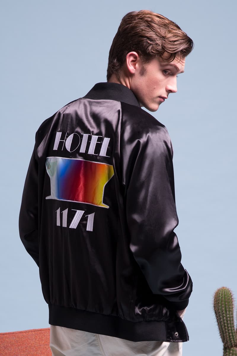 HOTEL 1171 2017 Holiday Collection Lookbook Limited Edition Satin Stadium Jackets French Terry Sweat suit pants hoodie logo branding California