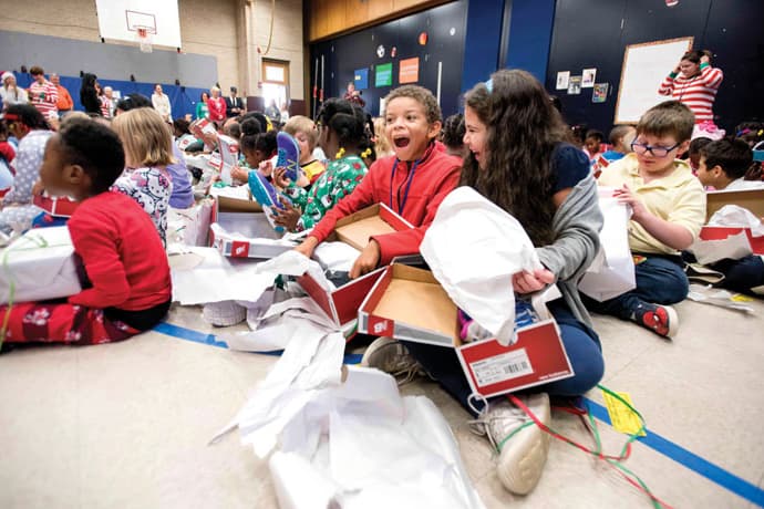 Overton Elementary School New Balance Shoes North Carolina Christmas Gift Donation