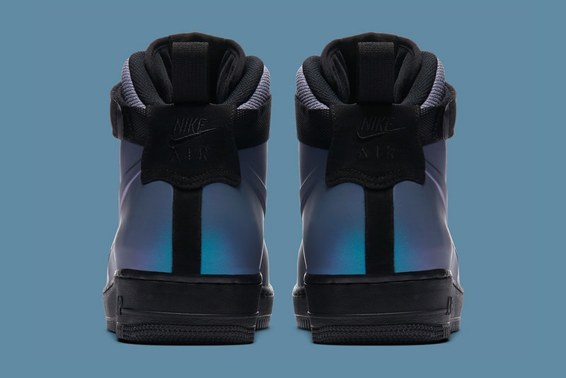 Nike Air Force 1 Foamposite Black Blue Iridescent January 6 2018 Release
