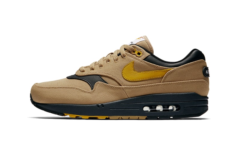 Nike Air Max 1 x 93 Release Info 2018 shoe sneaker swoosh Elemental Gold Mineral Yellow Clay Green  Hyper Royal canvas rubber brown tan