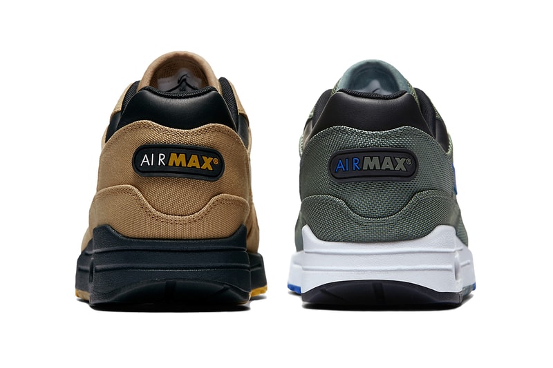 Nike Air Max 1 x 93 Release Info 2018 shoe sneaker swoosh Elemental Gold Mineral Yellow Clay Green  Hyper Royal canvas rubber brown tan