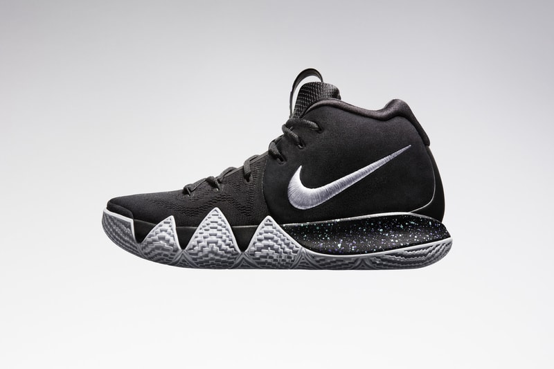 Nike Kyrie 4 Finally Revealed reveal Irving Basketball footwear sneakers kicks court black white silver purple green boston celtics