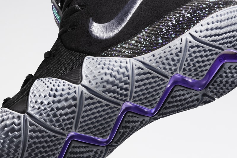 Nike Kyrie 4 Finally Revealed reveal Irving Basketball footwear sneakers kicks court black white silver purple green boston celtics