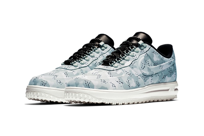 Nike Lunar Force 1 LOW DUCKBOOT $140 Style Code AA1125-003 Winter Camo Blue Print camouflage streetwear street wear sneakers shoes gift guide men holiday