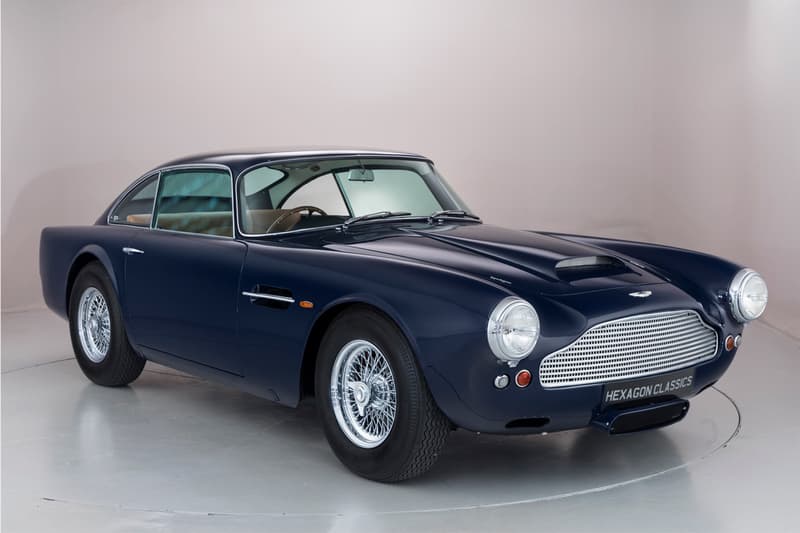 Blu Scozia car aston martin blue rebuilt upgraded vintage engine expensive preproduction auction Hexagon Classics 1959 db4 james bond