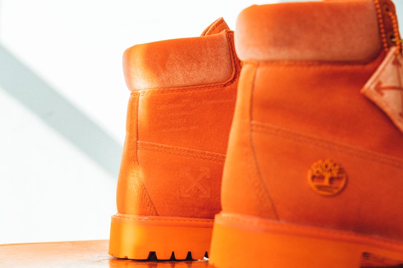 Close Look At The Off-White™ x Timberland Boots Collaboration drop release date 8 march 2018 Neon Green Orange 6 inch hang tag zip tie