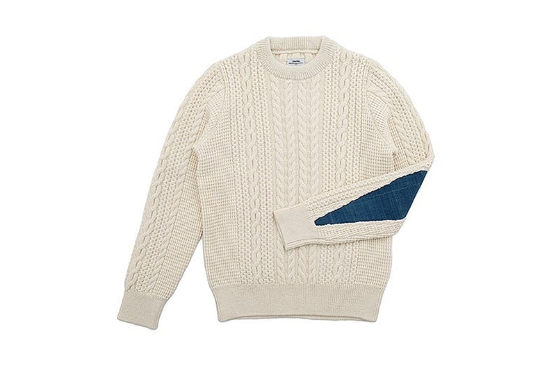 visvim fisherman cable knit sweater fil exclusive white indigo patch