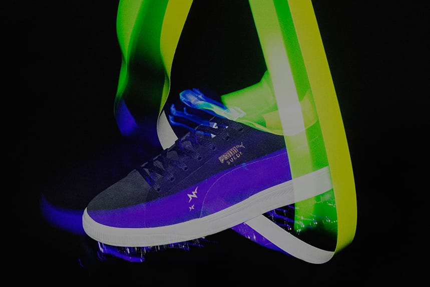 puma suede green and purple