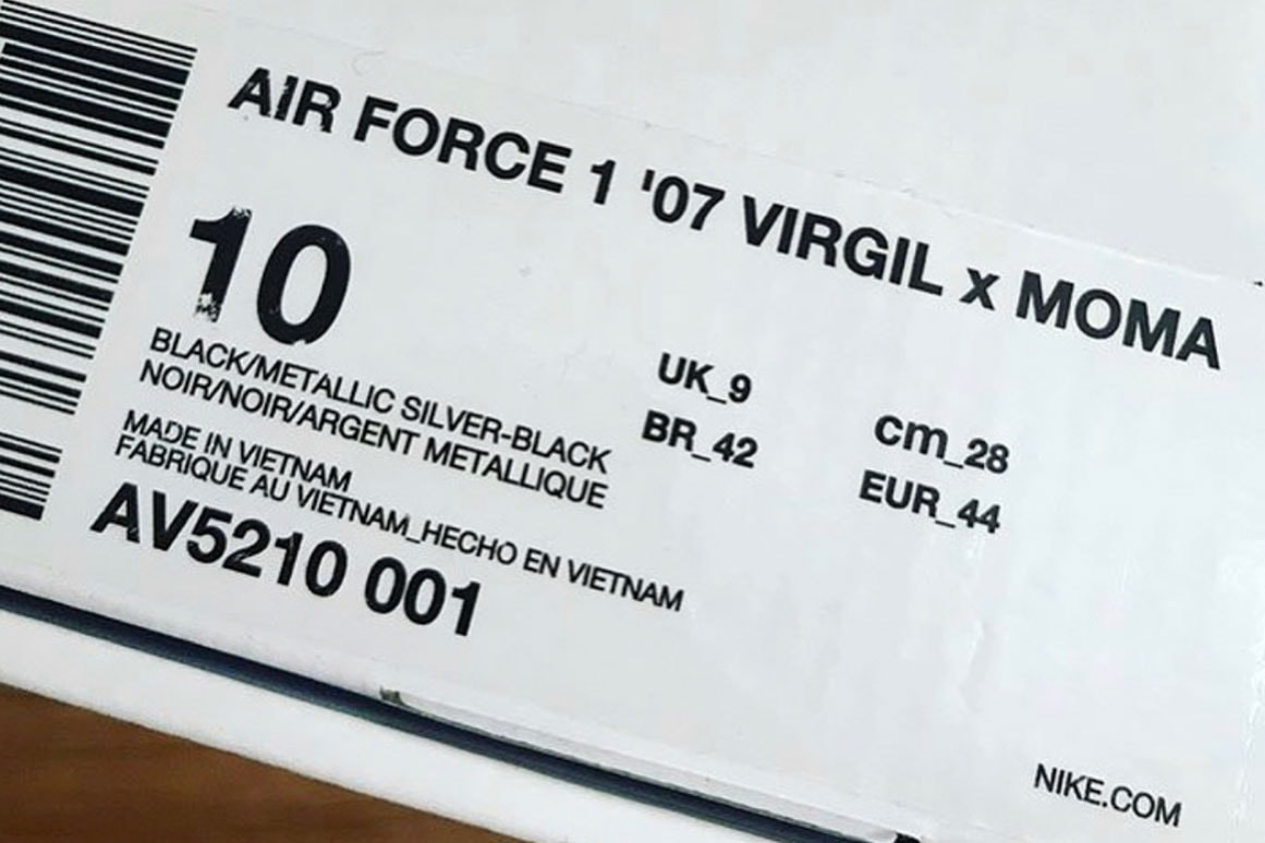 Virgil Abloh x MoMA Air Force 07 Sneakers Nike Museum of Modern Art
