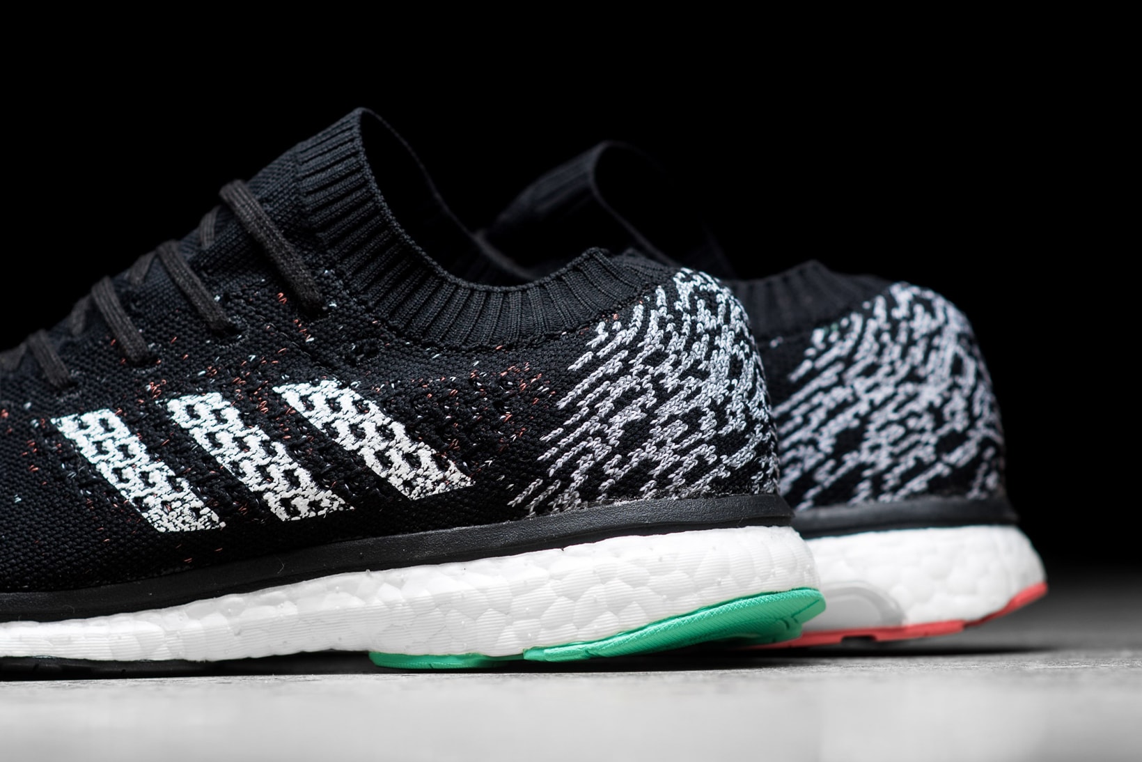 adidas Reintroduces adizero Prime Knit BOOST LTD Black Green Pink White Accents Mens Shoes Sneakers Performance Running Training Work-out Endurance