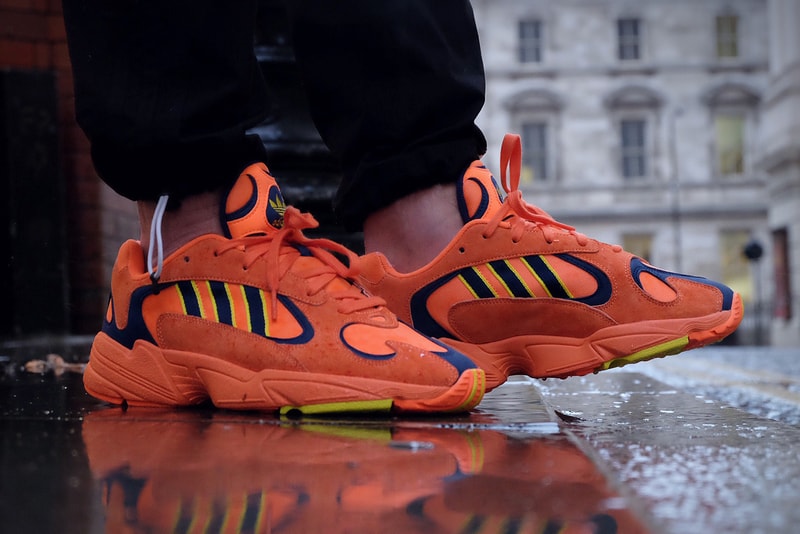 adidas Yung1 Orange navy yellow on foot